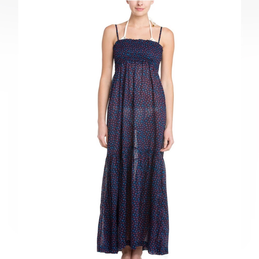 French Connection Ditsy Leaf Maxi Beach Dress 'Nocturnal Mix' Sz M - NWT
